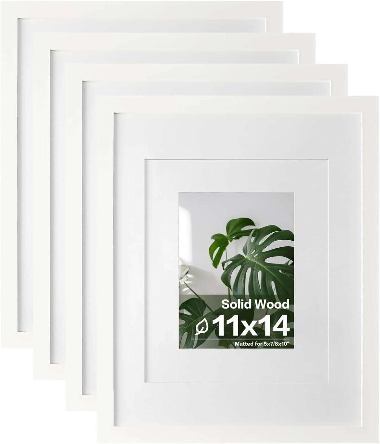 Egofine 11x14 Picture Frames with Plexiglass, Display Pictures 5x7/8x10 with Mat or 11x14 Without Mat Set of 4 for Tabletop and Wall Mounting, Carbonized Brown