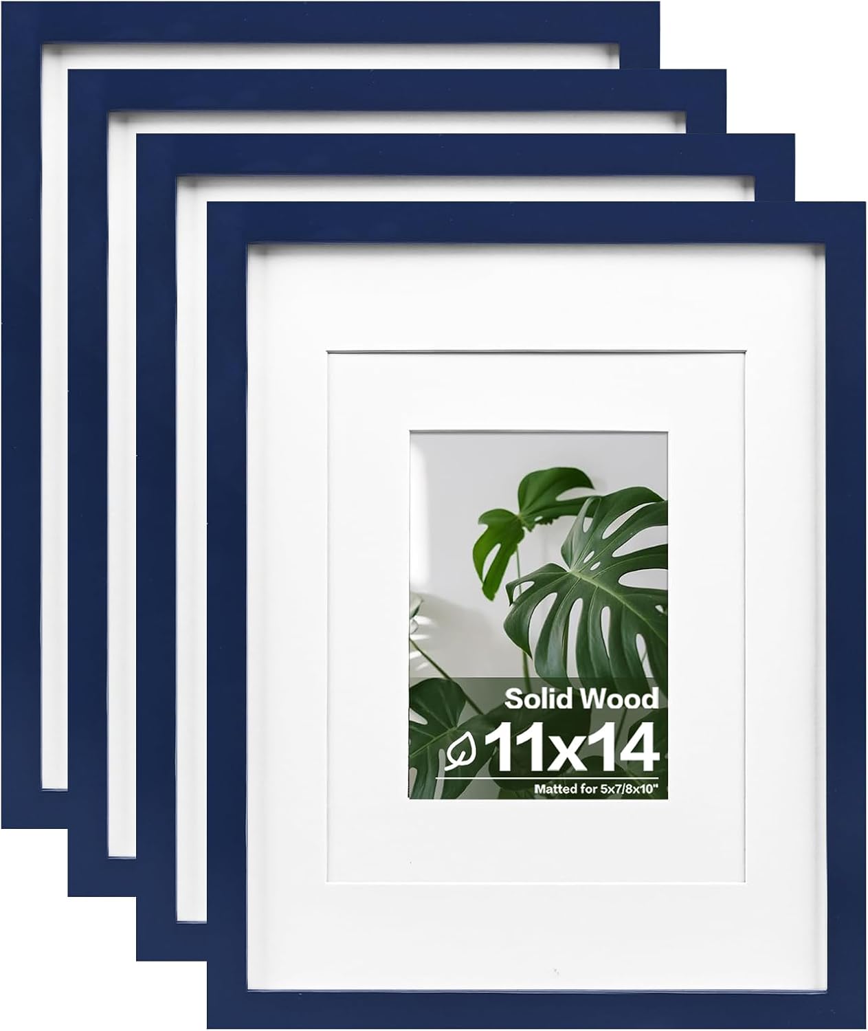 Egofine 11x14 Picture Frames with Plexiglass, Display Pictures 5x7/8x10 with Mat or 11x14 Without Mat Set of 4 for Tabletop and Wall Mounting, Carbonized Brown