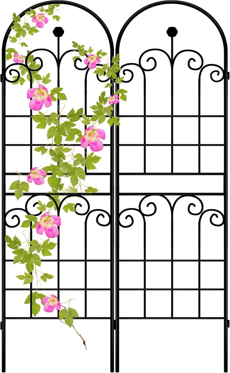LZRS 4 Pack 71x20in Rustic Iron Arch Decoration Garden Trellis with Black Metal Coating – Perfect for Supporting Climbing Plants Outdoor, Roses, Vines, Flowers, and Vegetables.