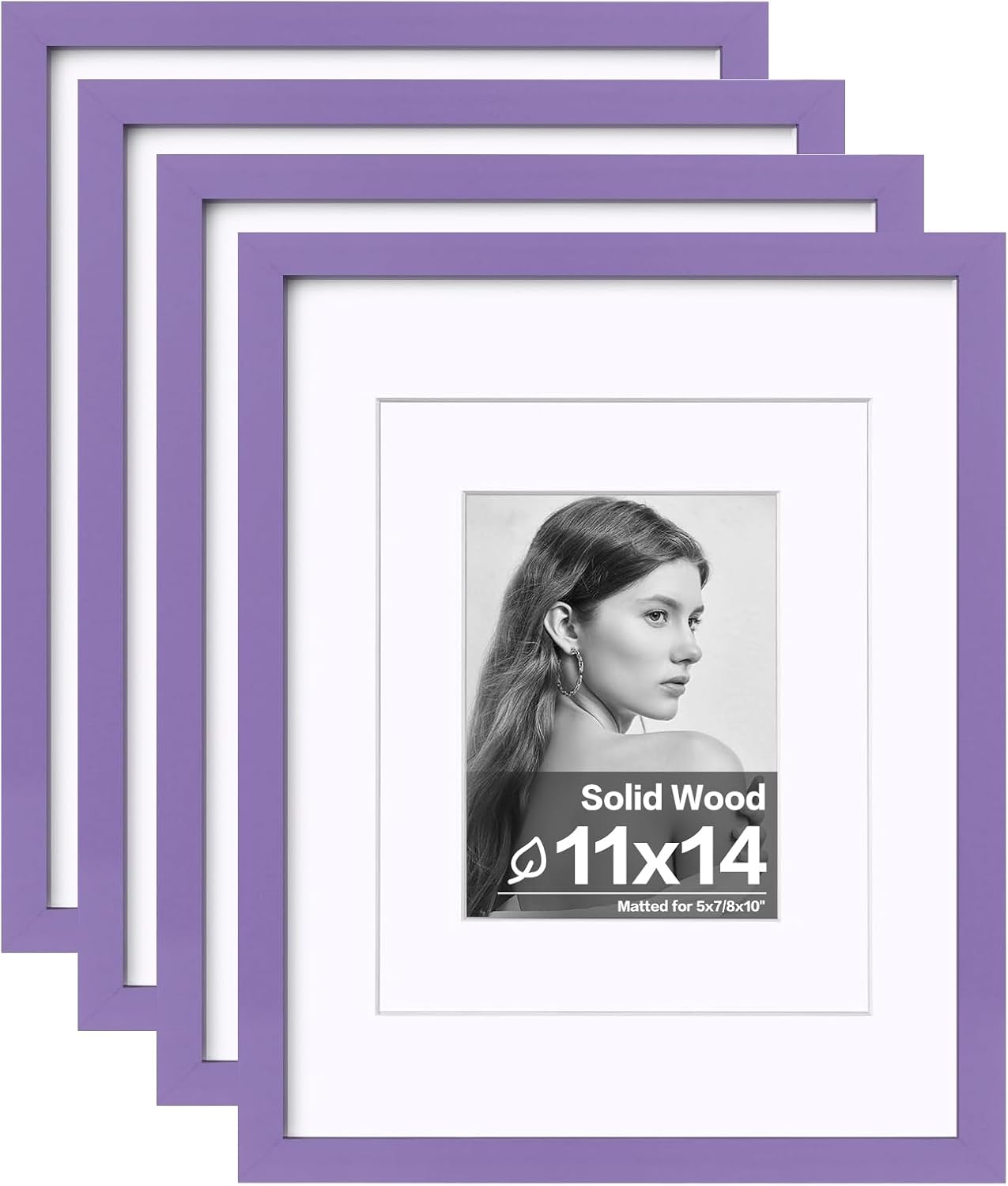 Egofine 11x14 Picture Frames with Plexiglass, Display Pictures 5x7/8x10 with Mat or 11x14 Without Mat Set of 4 for Tabletop and Wall Mounting, Carbonized Brown