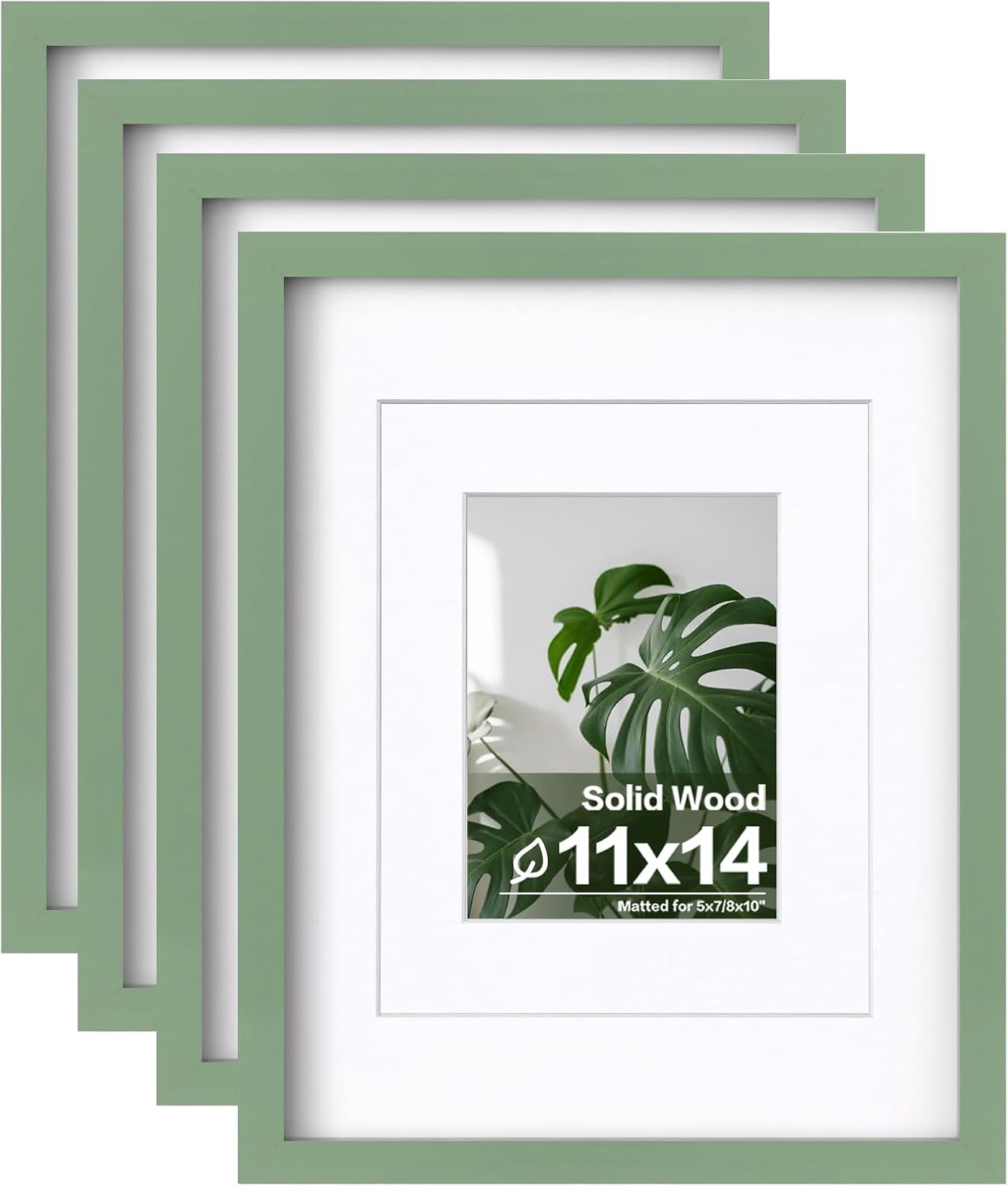 Egofine 11x14 Picture Frames with Plexiglass, Display Pictures 5x7/8x10 with Mat or 11x14 Without Mat Set of 4 for Tabletop and Wall Mounting, Carbonized Brown