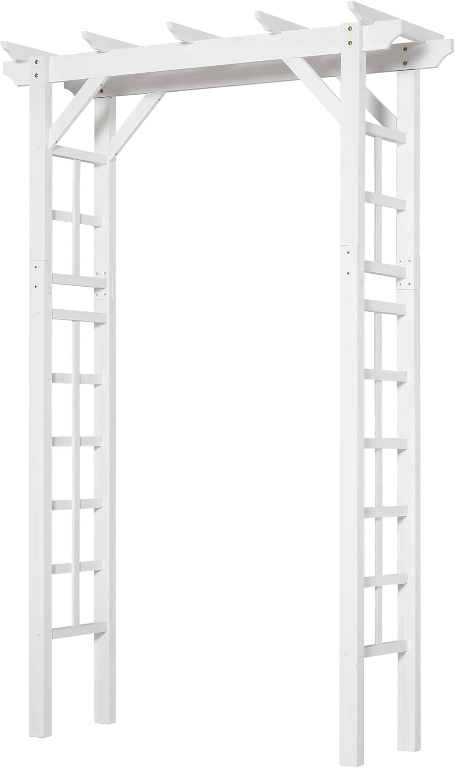 Outsunny 85" Wooden Garden Arbor for Wedding and Ceremony, Outdoor Garden Arch Trellis for Climbing Vines, Fir Wood, Orange