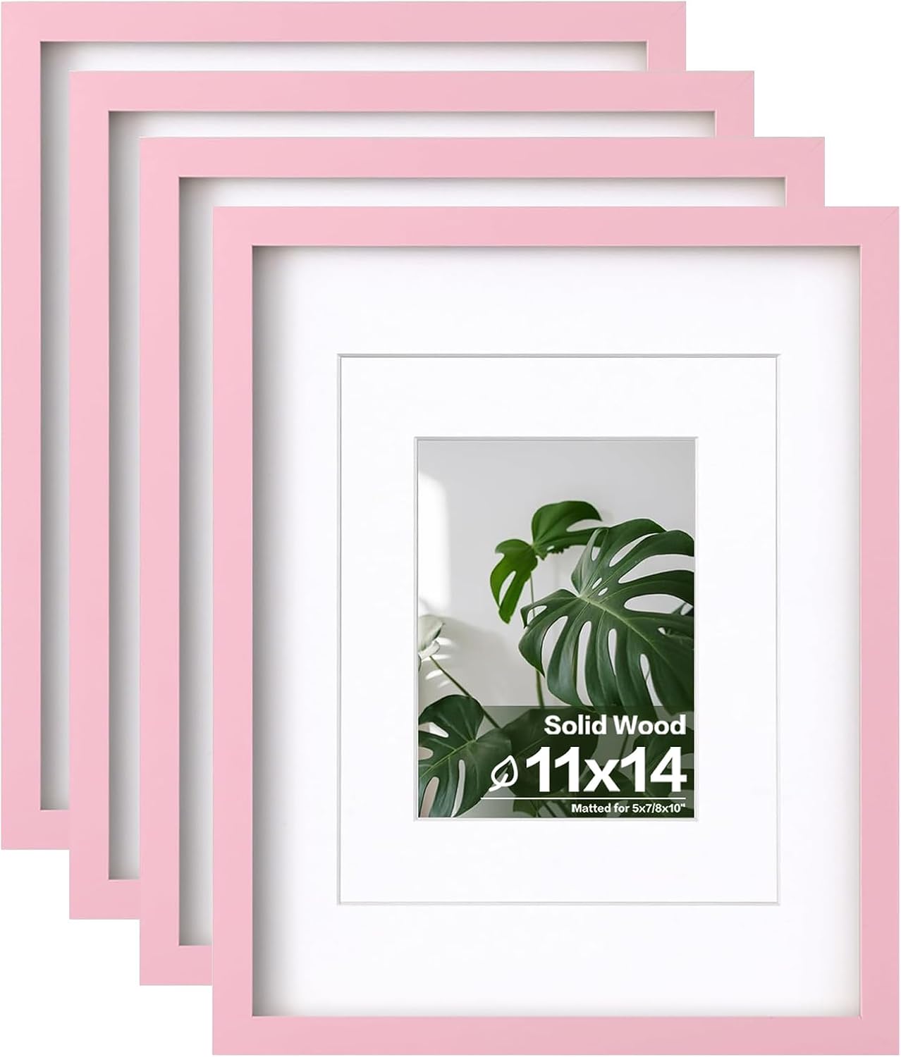 Egofine 11x14 Picture Frames with Plexiglass, Display Pictures 5x7/8x10 with Mat or 11x14 Without Mat Set of 4 for Tabletop and Wall Mounting, Carbonized Brown