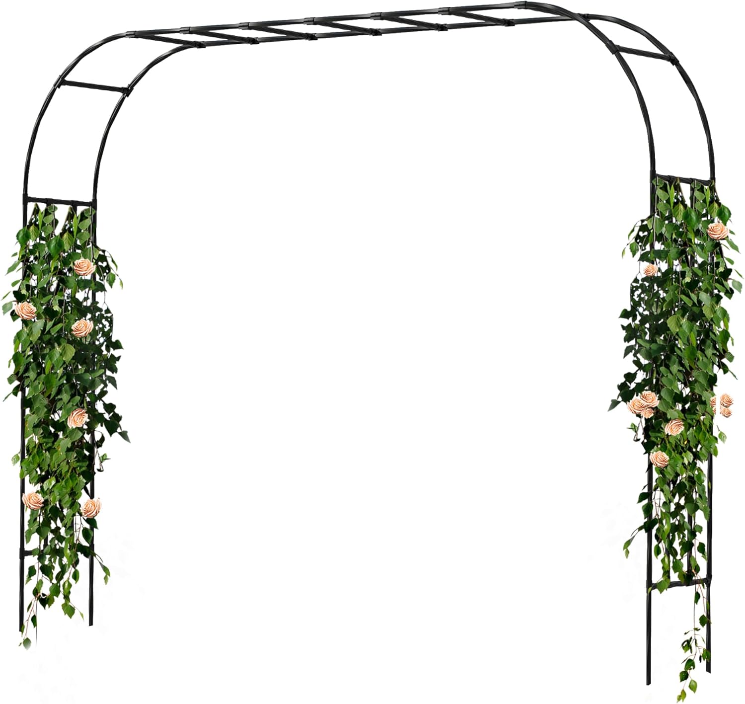Garden Arch Trellis, Trellis Arch for Climbing Plants Outdoor, 5FT x 7.9FT Metal Full Garden Arbor, Trellises for Patio Lawn Backyard, Large Garden Archway Decoration Black 59.1" x 94.5in