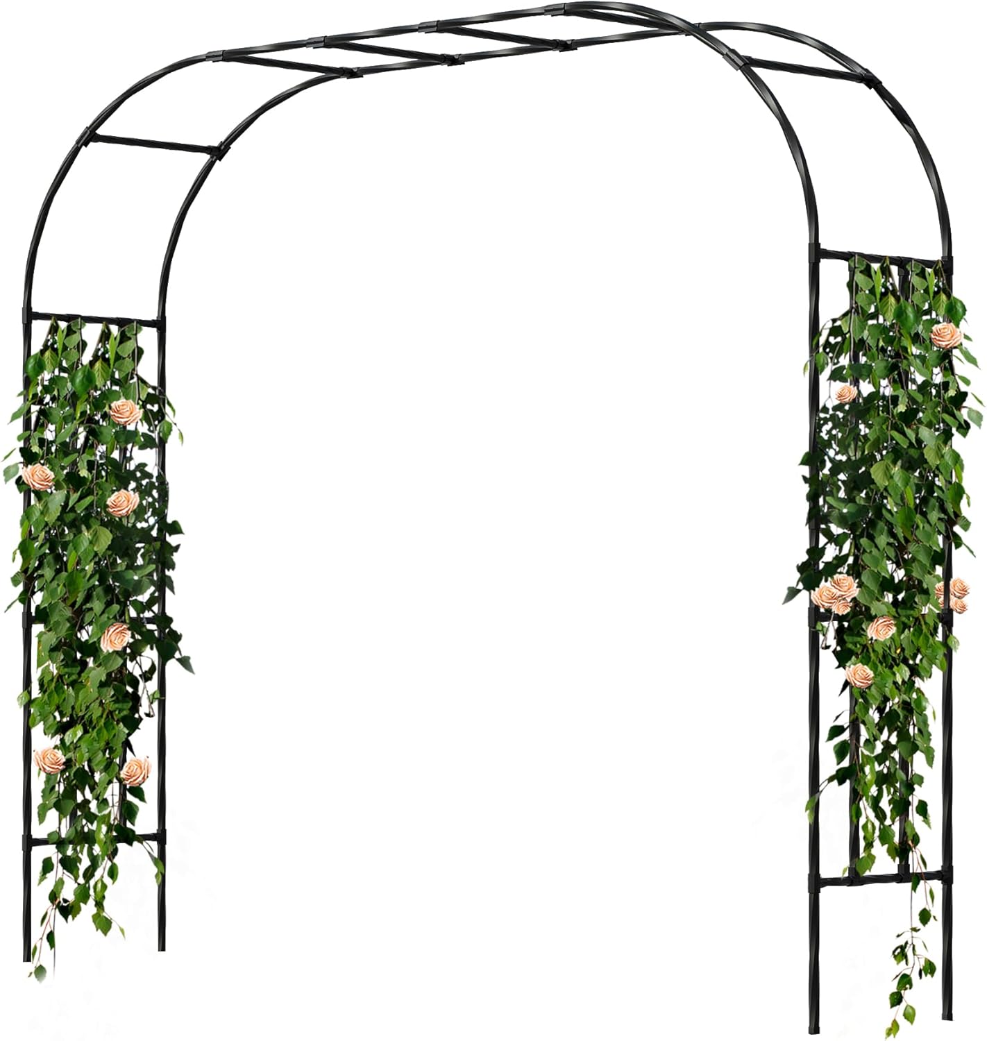 Garden Arch Trellis, Trellis Arch for Climbing Plants Outdoor, 5FT x 7.9FT Metal Full Garden Arbor, Trellises for Patio Lawn Backyard, Large Garden Archway Decoration Black 59.1" x 94.5in