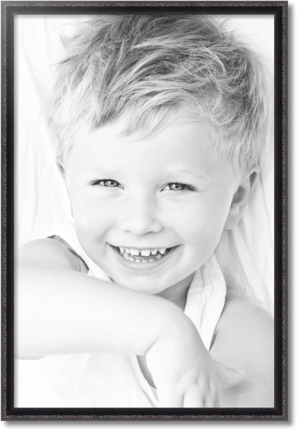 ArtToFrames 24x36 inch Black with Beads Wood Picture Frame, WOMD10188-24x36