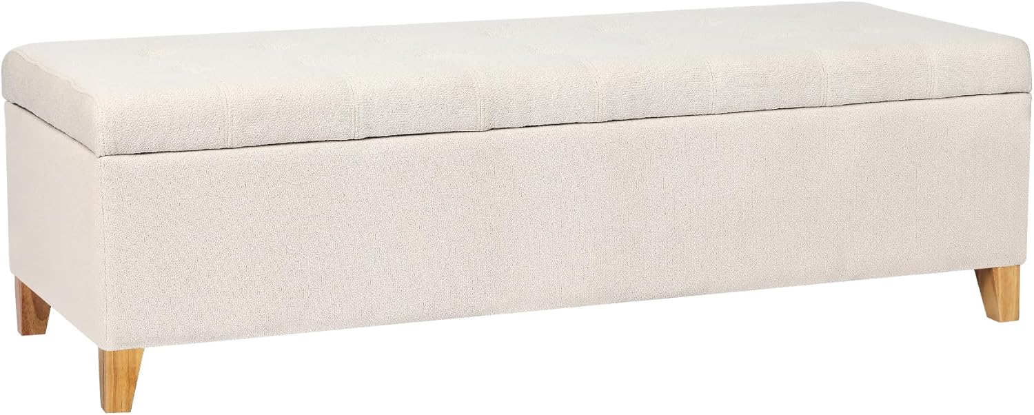 Joveco Storage Ottoman Bench, 51 Inch Leather Tufted Bench for End of Bed, Bedroom, Living Room, Dark Brown