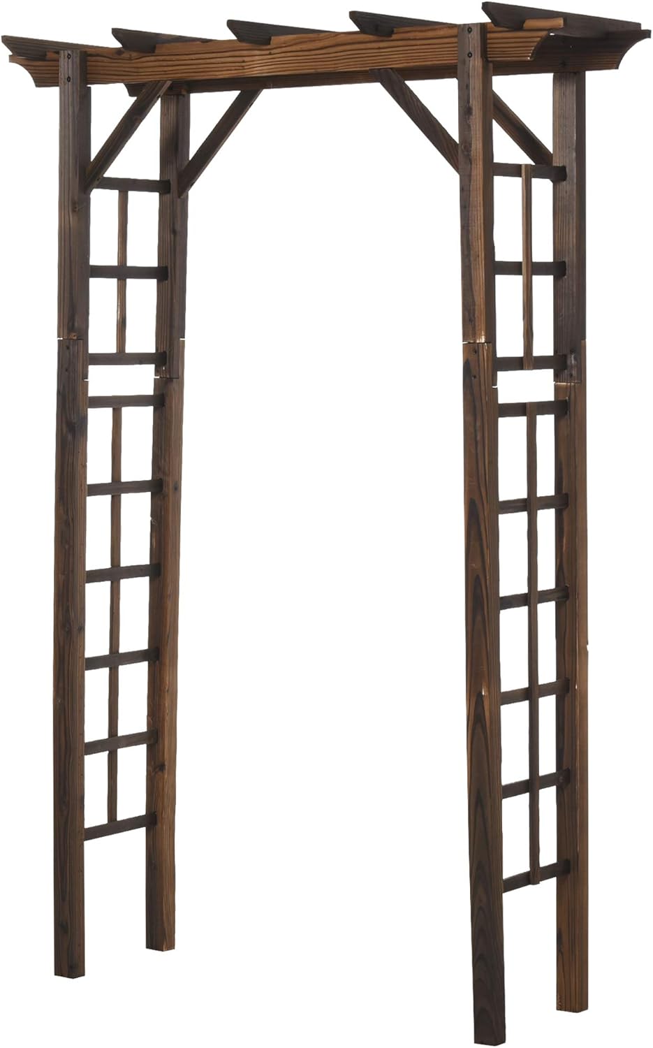 Outsunny 85" Wooden Garden Arbor for Wedding and Ceremony, Outdoor Garden Arch Trellis for Climbing Vines, Fir Wood, Orange