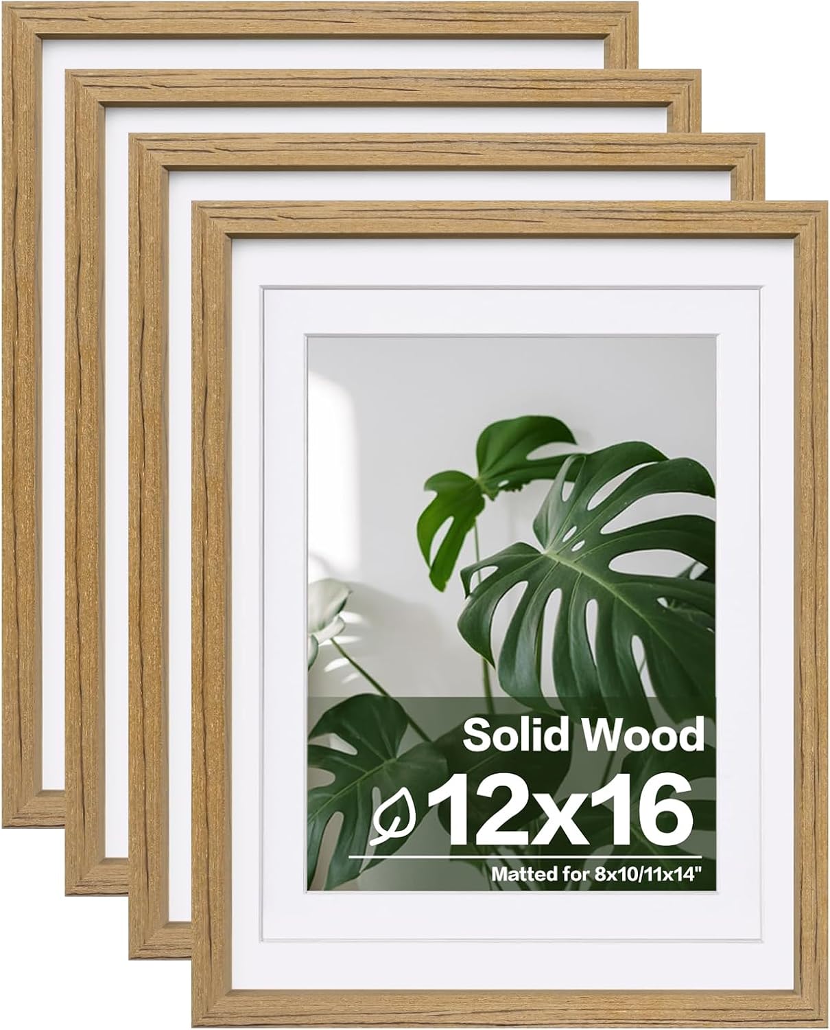 Egofine 11x14 Picture Frames with Plexiglass, Display Pictures 5x7/8x10 with Mat or 11x14 Without Mat Set of 4 for Tabletop and Wall Mounting, Carbonized Brown