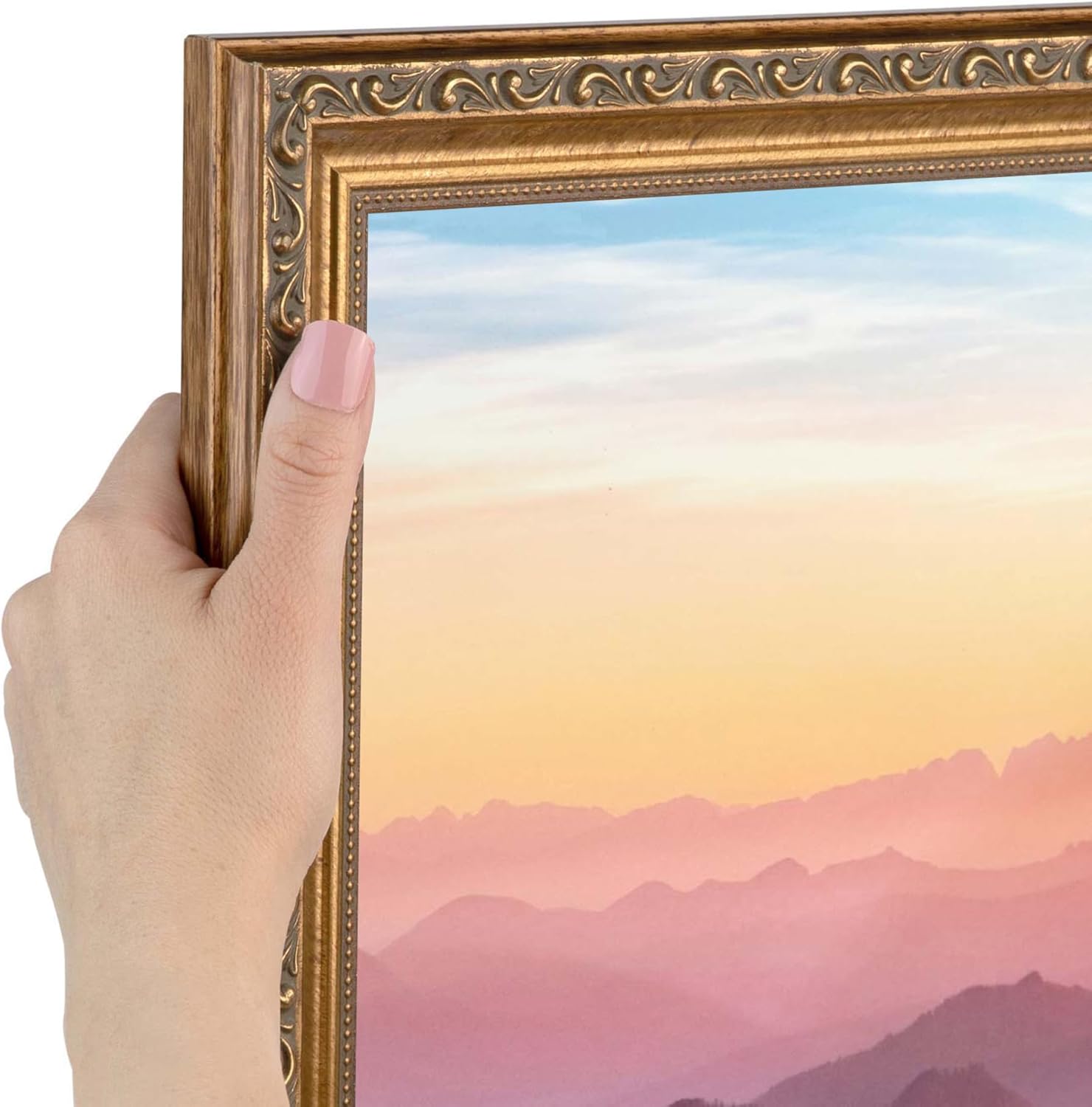 ArtToFrames 24x36 inch Black with Beads Wood Picture Frame, WOMD10188-24x36