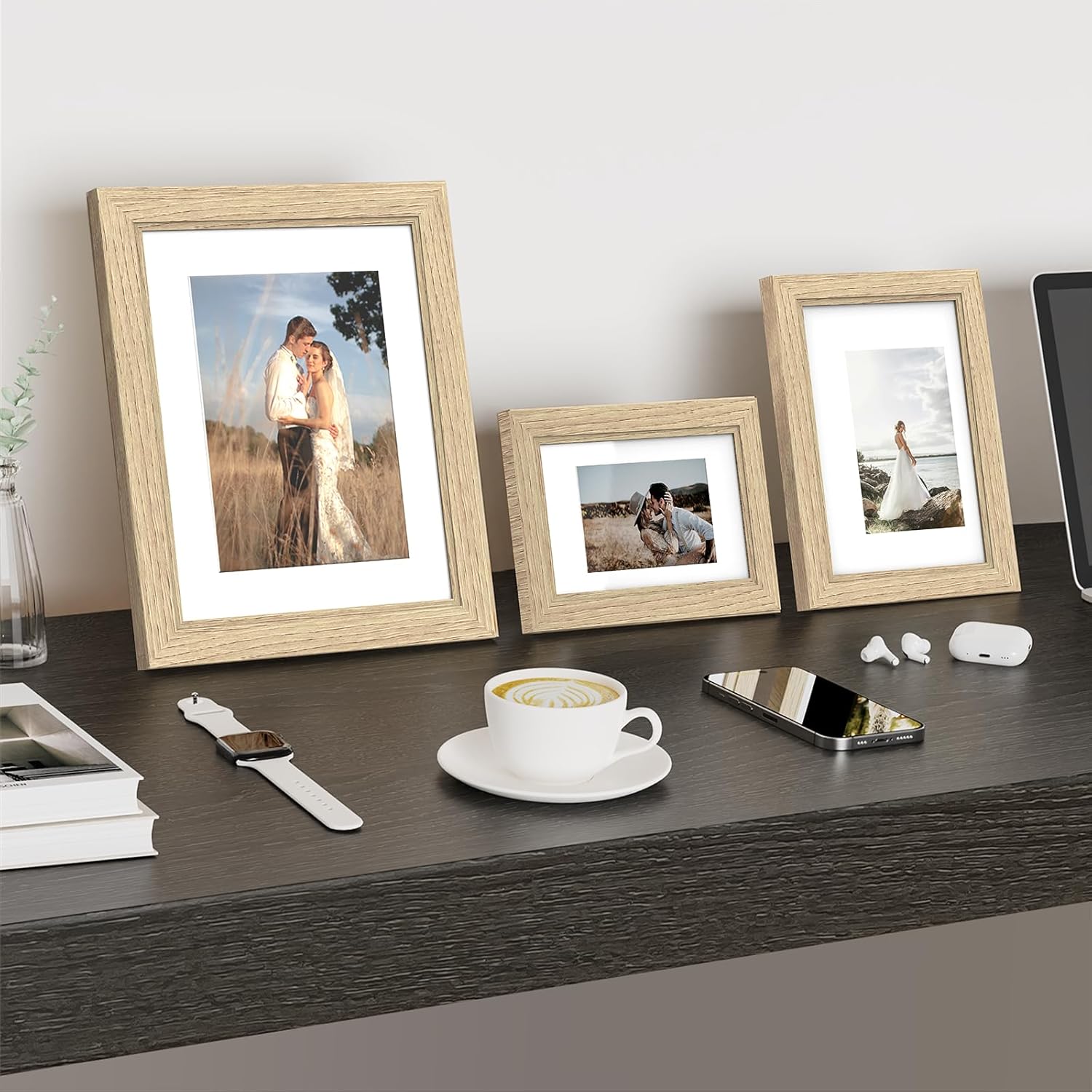 10 Pack Picture Frames Collage Wall Decor - Gallery Wall Frame Set with Mat for Wall Mounting or Tabletop Display, Including Two 8x10, Four 5x7, Four 4x6 Photo Frames, Real Glass