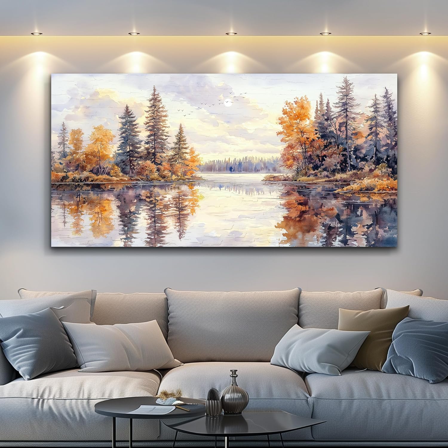 PHAOHUAXM Large Canvas Wall Art For Bedroom Wall Decorations For Living Room Office Decor Abstract Pictures White Flower Dining Room Painting Artwork Modern Framed Posters Home Decoration 24"x48"