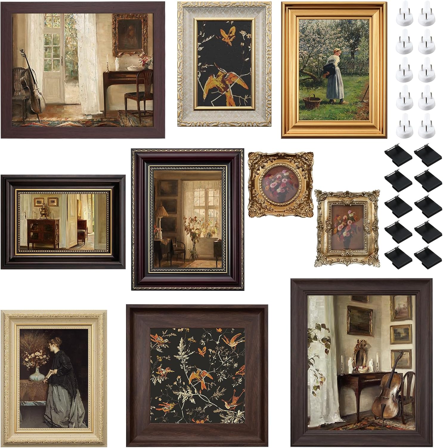 10 Pack Vintage Picture Frames for Wall or Tabletop Display Ornate Vintage Picture Frames Vintage Wall Art for Gallery Bedroom Living Room Antique Photo Frame for Wall Décor