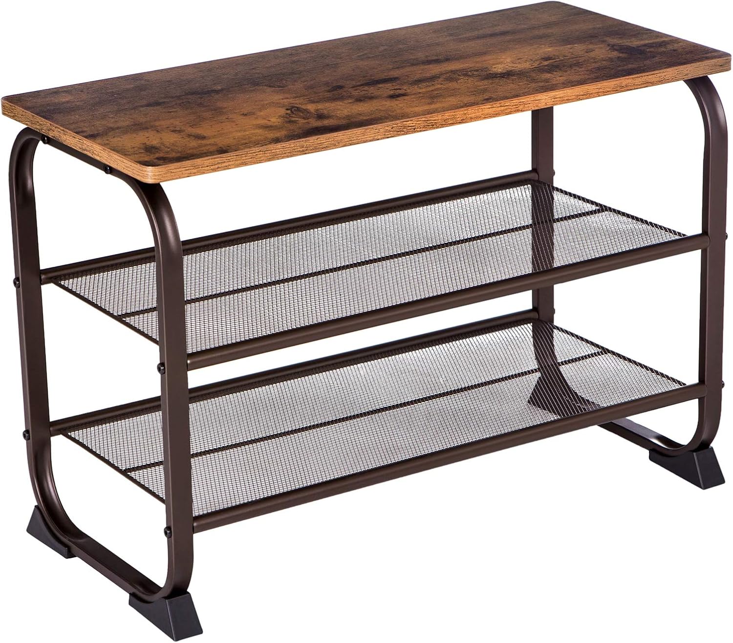 VASAGLE Entryway Storage Bench, Flip Top Storage Ottoman and Trunk with Padded Seat, Bed End Stool, Hallway Living Room Bedroom, Supports 198 lb, Industrial, Rustic Brown and Black ULSC80BX