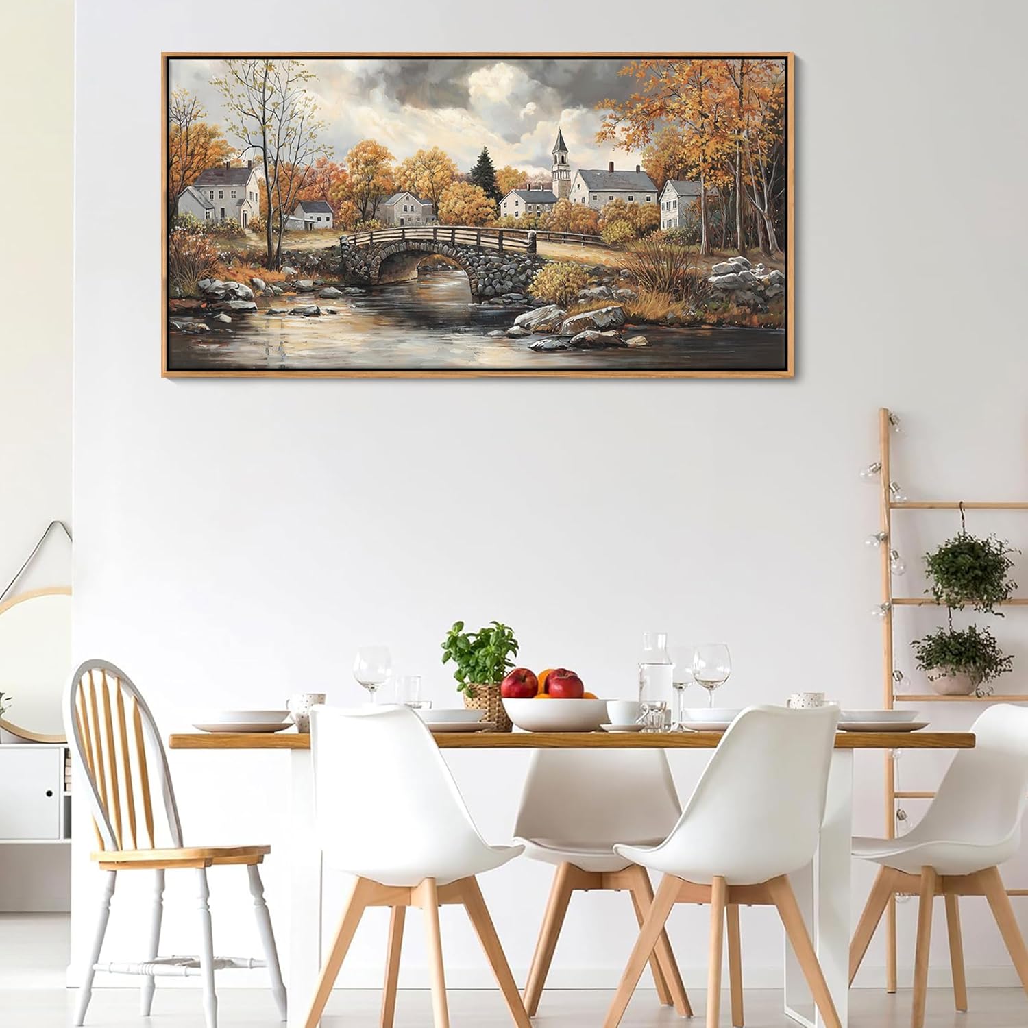 Canvas Wall Art for Living Room - Bridge Paintings Wall Decor Rustic Farmhouse Scenery Wall Pictures for Bedroom French Country Decor Country Style Bedroom Accent Landscape Artwork for Walls 20×40IN