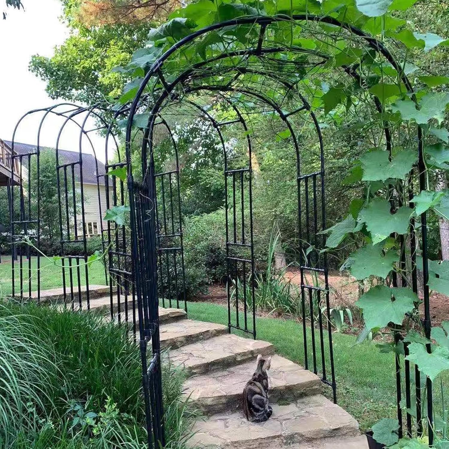 Garden Arch Trellis - Length: 126in, Height: 94.5in Garden Arch Arbor Trellis for Climbing Plants Outdoor - Garden Arch for Lawn, Party, Ceremony Wedding Decoration