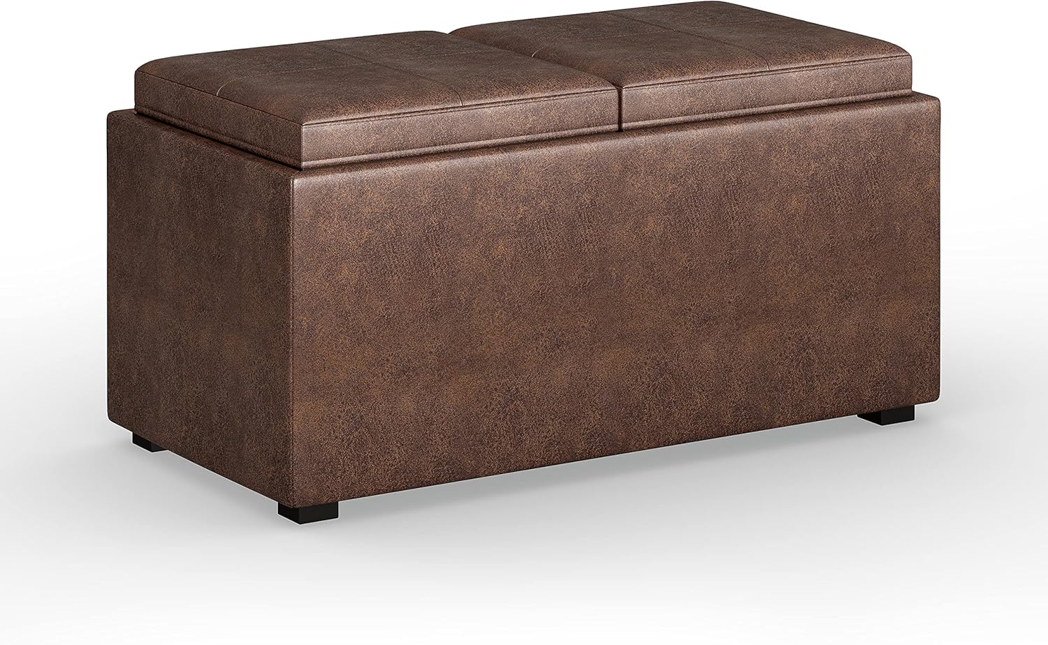 SIMPLIHOME Avalon 48 inch Wide Contemporary Rectangle Storage Ottoman Bench in Slate Grey Linen Look Fabric, Assembled, for the Living Room, Entryway and Family Room