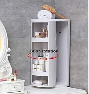 DYRABREST Tabletop Corner Shelf,Bathroom 3 Tier Corner Rack Cos-Metic Storage Rack Cabinet Storage Shelf,Small Rotating Triangle Scalloped Shelf for Bathroom Kitchen Desktop,White Corner Shelf