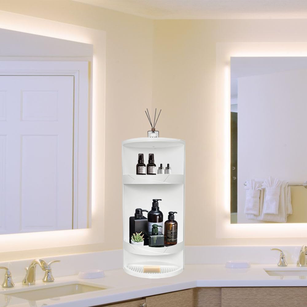 Corner Shelf, Bathroom Corner Storage Cabinet, Wall Mounted Storage Rack, Bathroom Shower Plastic Storage Rack, Multifunctional Corner Storage Cabinet, Rotating Tripod