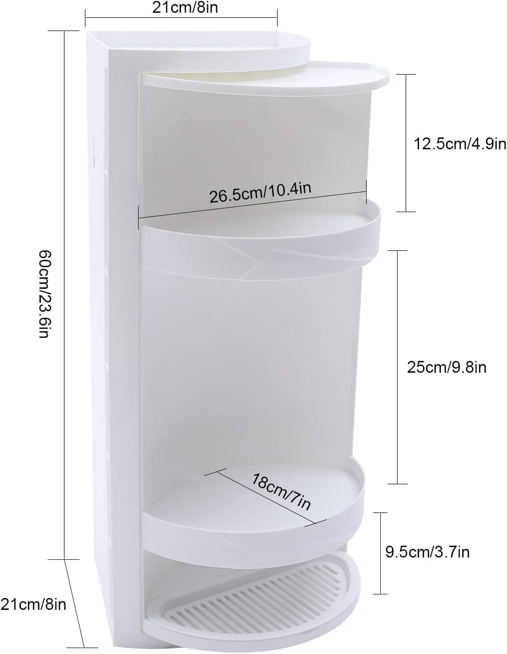 DYRABREST Tabletop Corner Shelf,Bathroom 3 Tier Corner Rack Cos-Metic Storage Rack Cabinet Storage Shelf,Small Rotating Triangle Scalloped Shelf for Bathroom Kitchen Desktop,White Corner Shelf