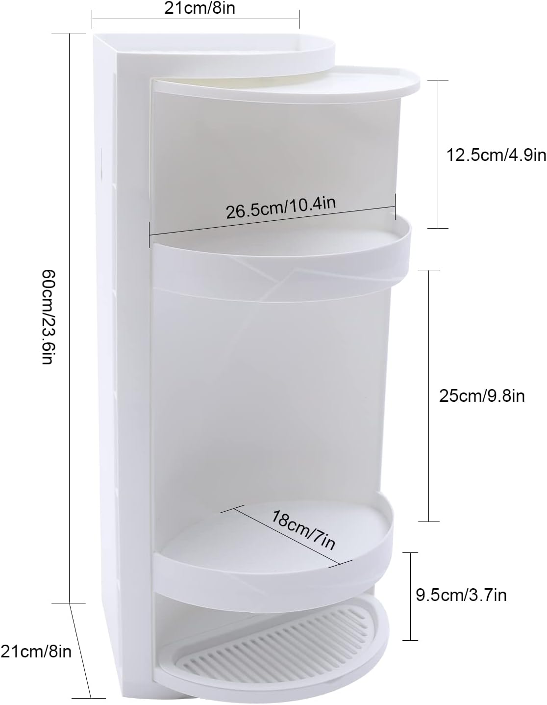 DYRABREST Tabletop Corner Shelf,Bathroom 3 Tier Corner Rack Cos-Metic Storage Rack Cabinet Storage Shelf,Small Rotating Triangle Scalloped Shelf for Bathroom Kitchen Desktop,White Corner Shelf