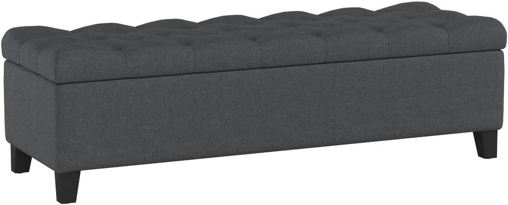 Christopher Knight Home Ottilie Fabric Storage Ottoman, Dark Grey Dimensions: 17.50”D x 51.00”W x 17.00”H