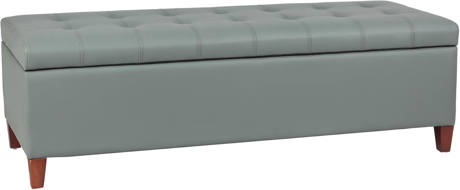 Joveco Storage Ottoman Bench, 51 Inch Leather Tufted Bench for End of Bed, Bedroom, Living Room, Dark Brown