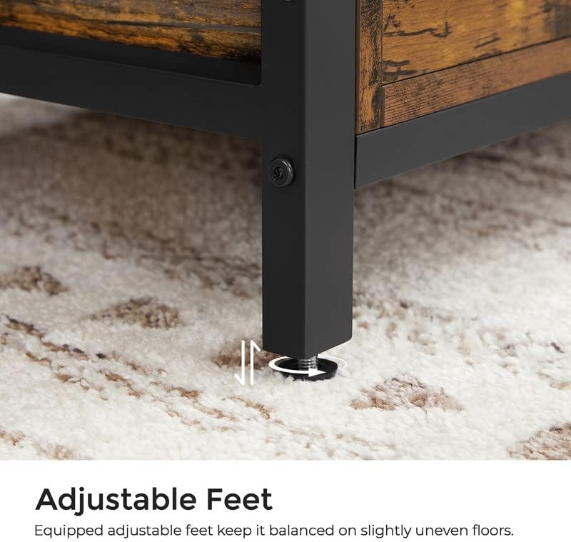 VASAGLE Entryway Storage Bench, Flip Top Storage Ottoman and Trunk with Padded Seat, Bed End Stool, Hallway Living Room Bedroom, Supports 198 lb, Industrial, Rustic Brown and Black ULSC80BX