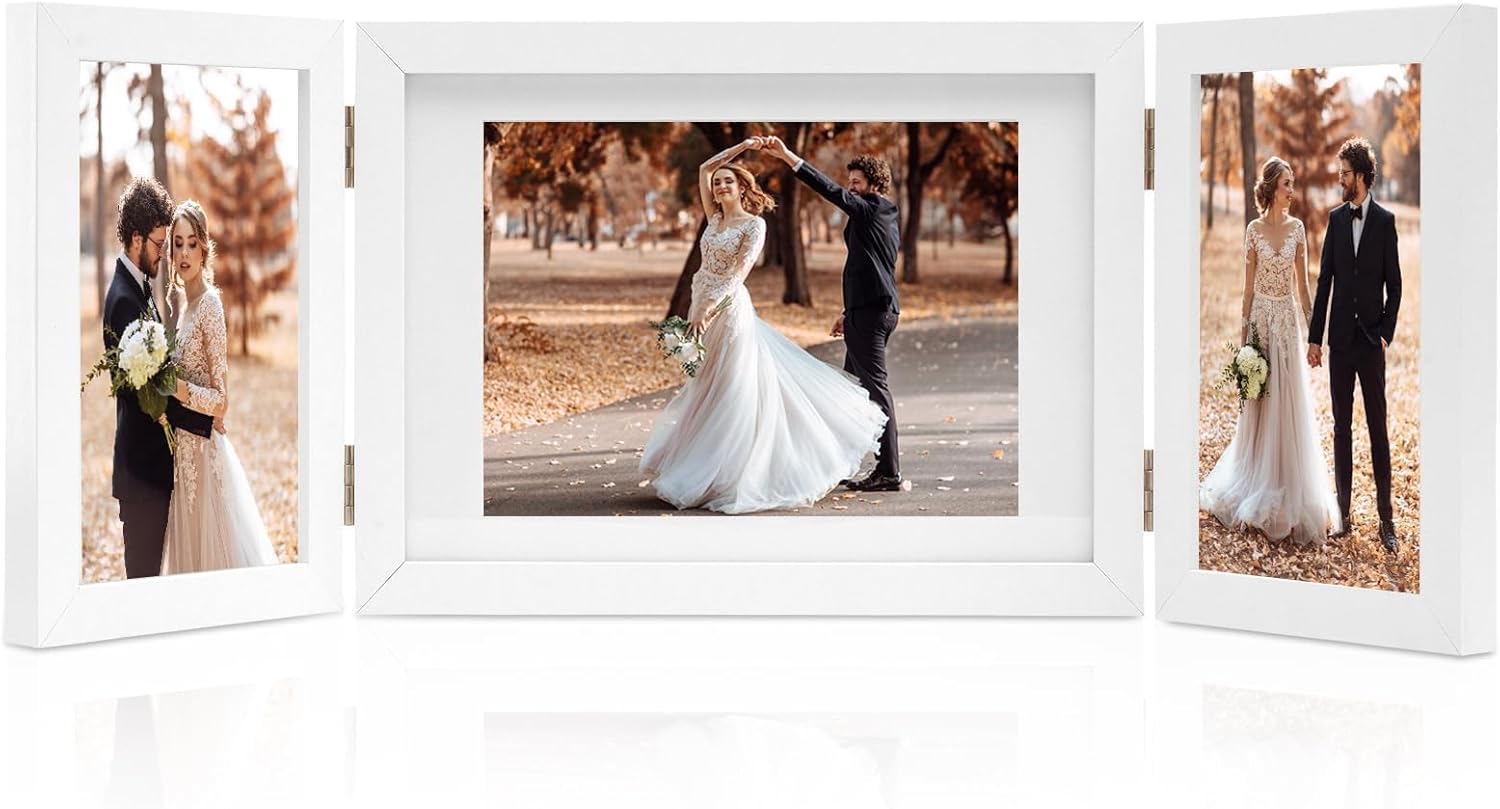 11x14 Picture Frame Set of 2 Natural Wood Photo Frames Display Pictures 8x10 with Mat or 11x14 without Mat Multi Photo Frames Collage for Wall or Tabletop Decor