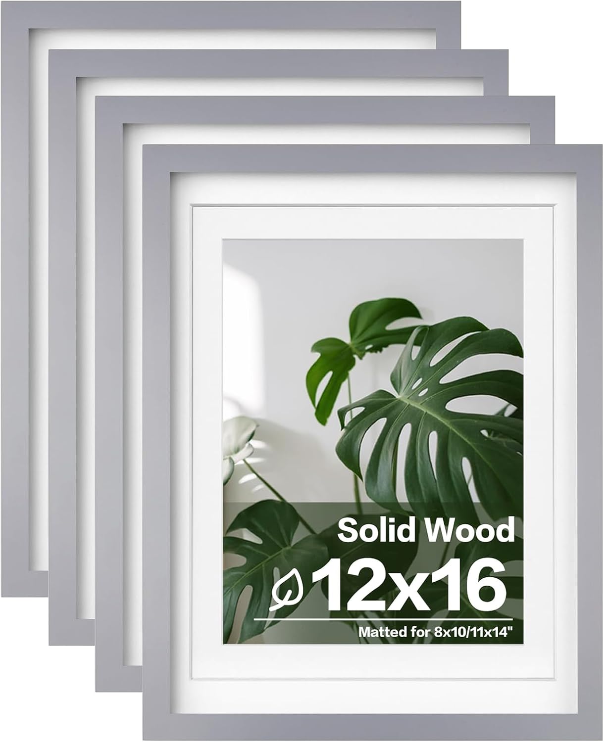 Egofine 11x14 Picture Frames with Plexiglass, Display Pictures 5x7/8x10 with Mat or 11x14 Without Mat Set of 4 for Tabletop and Wall Mounting, Carbonized Brown