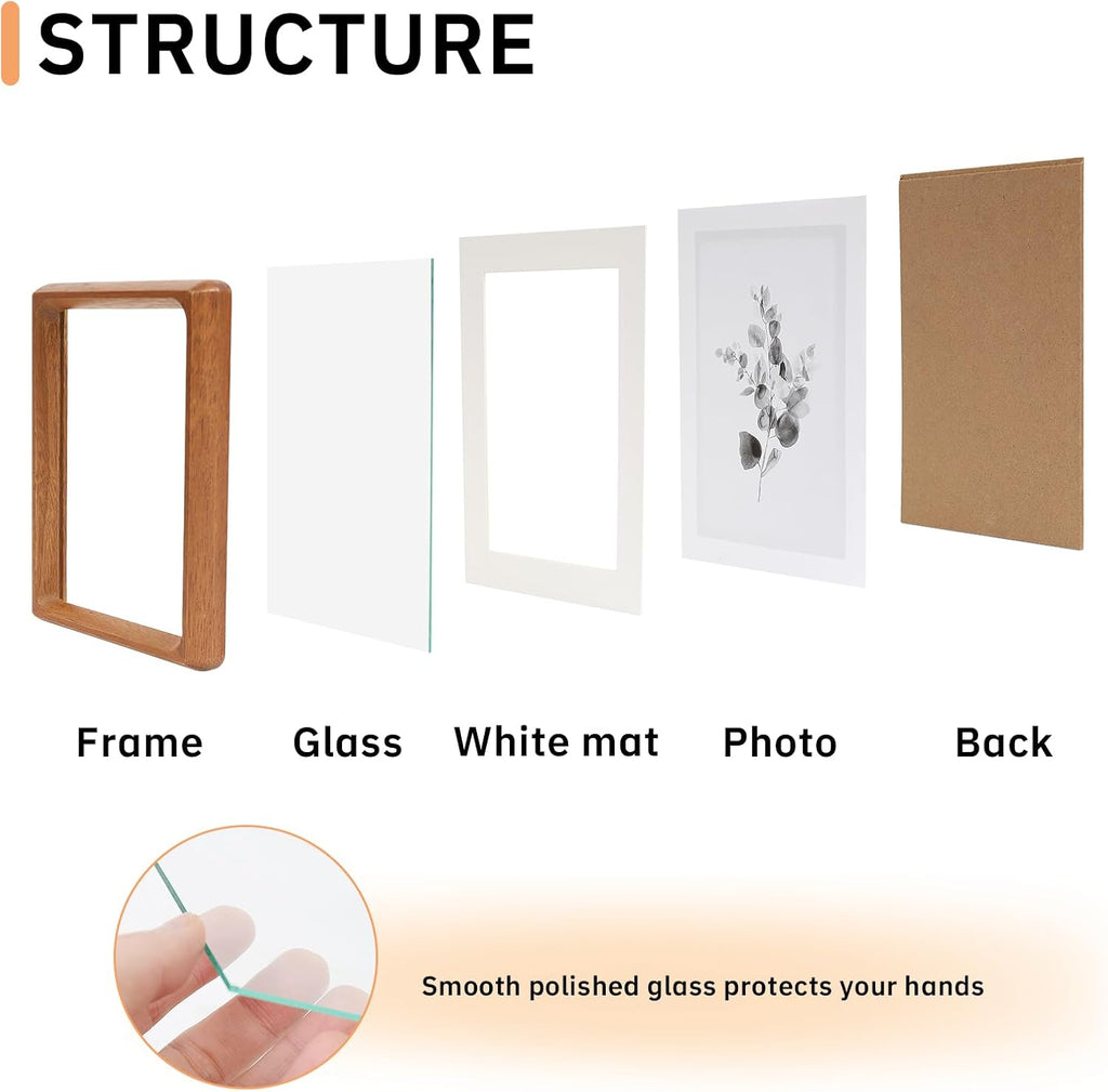 11x14 Picture Frame Set of 2 Natural Wood Photo Frames Display Pictures 8x10 with Mat or 11x14 without Mat Multi Photo Frames Collage for Wall or Tabletop Decor