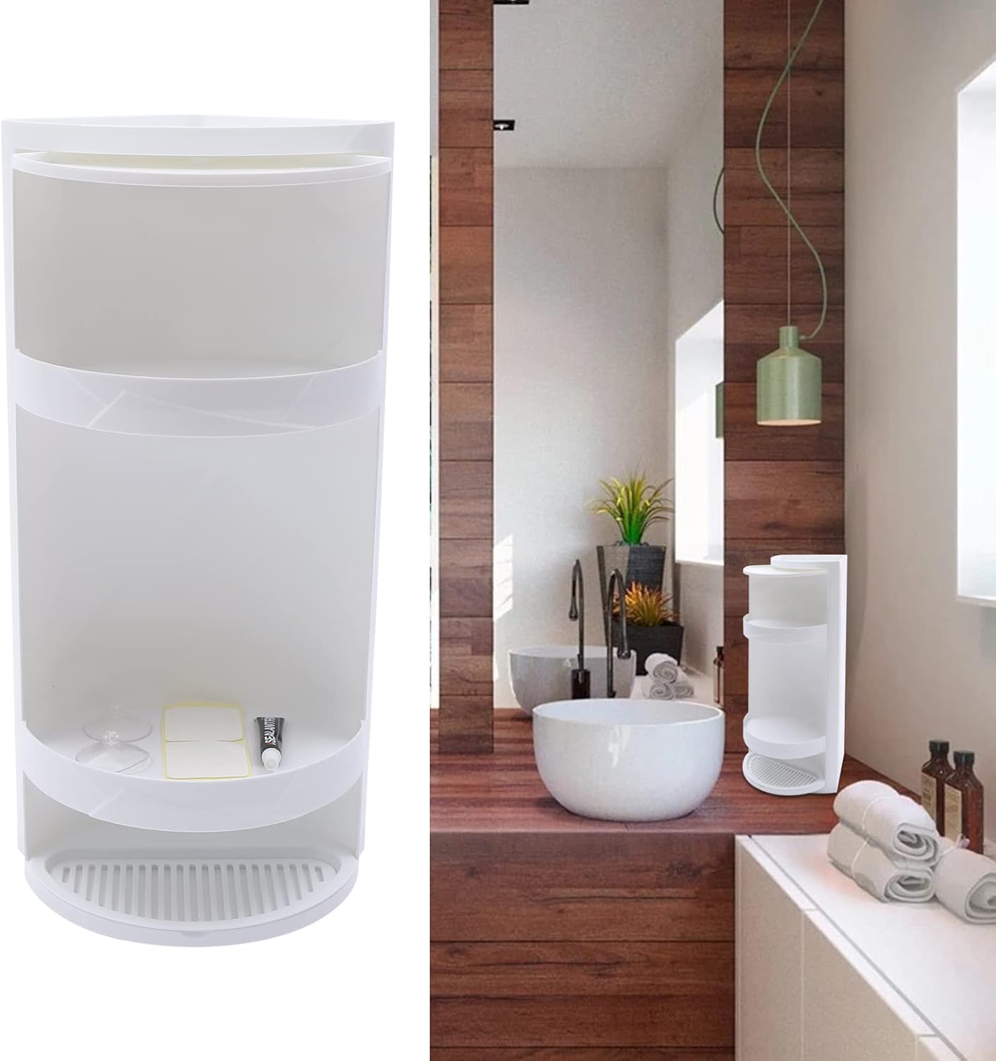 DYRABREST Tabletop Corner Shelf,Bathroom 3 Tier Corner Rack Cos-Metic Storage Rack Cabinet Storage Shelf,Small Rotating Triangle Scalloped Shelf for Bathroom Kitchen Desktop,White Corner Shelf