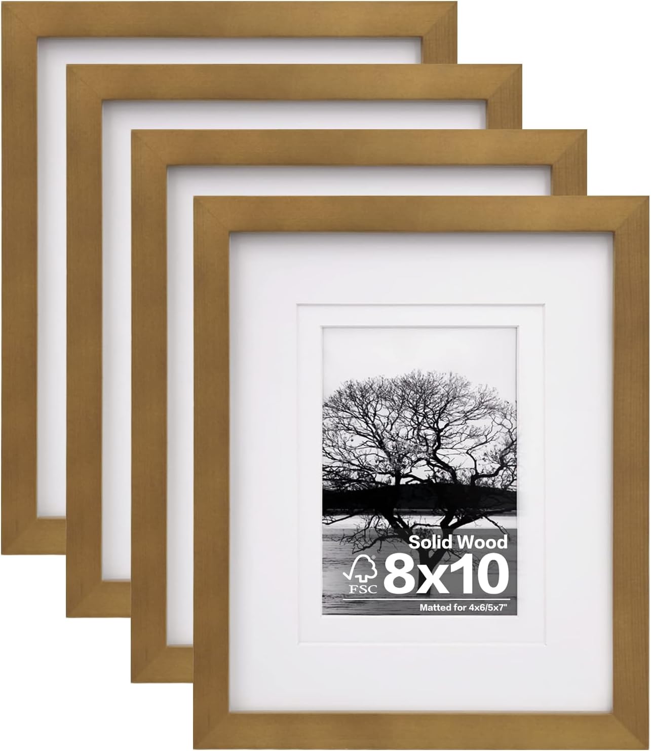 Egofine 11x14 Picture Frames with Plexiglass, Display Pictures 5x7/8x10 with Mat or 11x14 Without Mat Set of 4 for Tabletop and Wall Mounting, Carbonized Brown