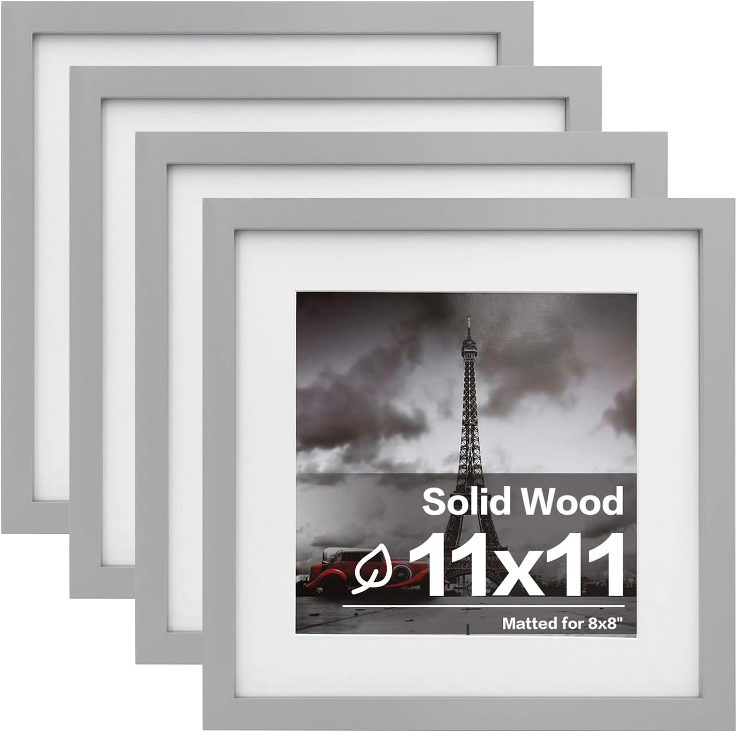 Egofine 11x14 Picture Frames with Plexiglass, Display Pictures 5x7/8x10 with Mat or 11x14 Without Mat Set of 4 for Tabletop and Wall Mounting, Carbonized Brown