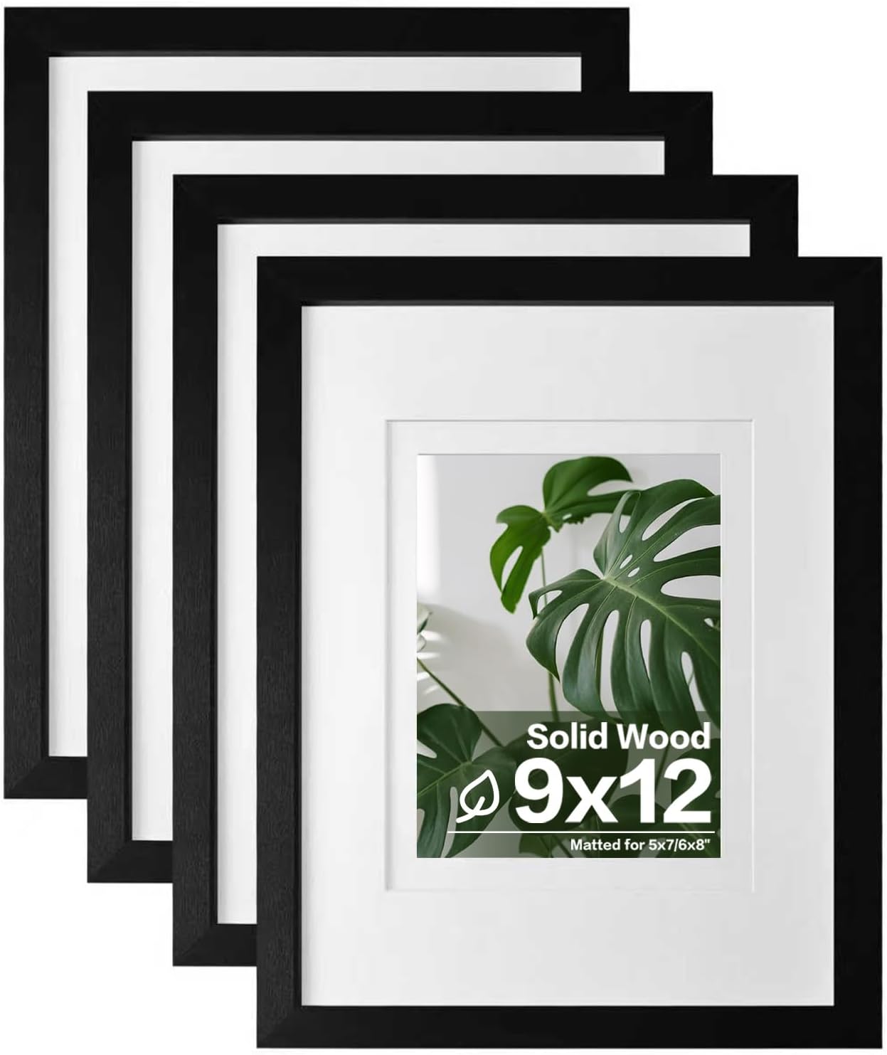 Egofine 11x14 Picture Frames with Plexiglass, Display Pictures 5x7/8x10 with Mat or 11x14 Without Mat Set of 4 for Tabletop and Wall Mounting, Carbonized Brown