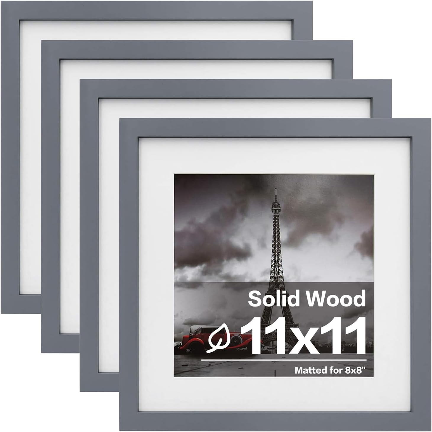 Egofine 11x14 Picture Frames with Plexiglass, Display Pictures 5x7/8x10 with Mat or 11x14 Without Mat Set of 4 for Tabletop and Wall Mounting, Carbonized Brown