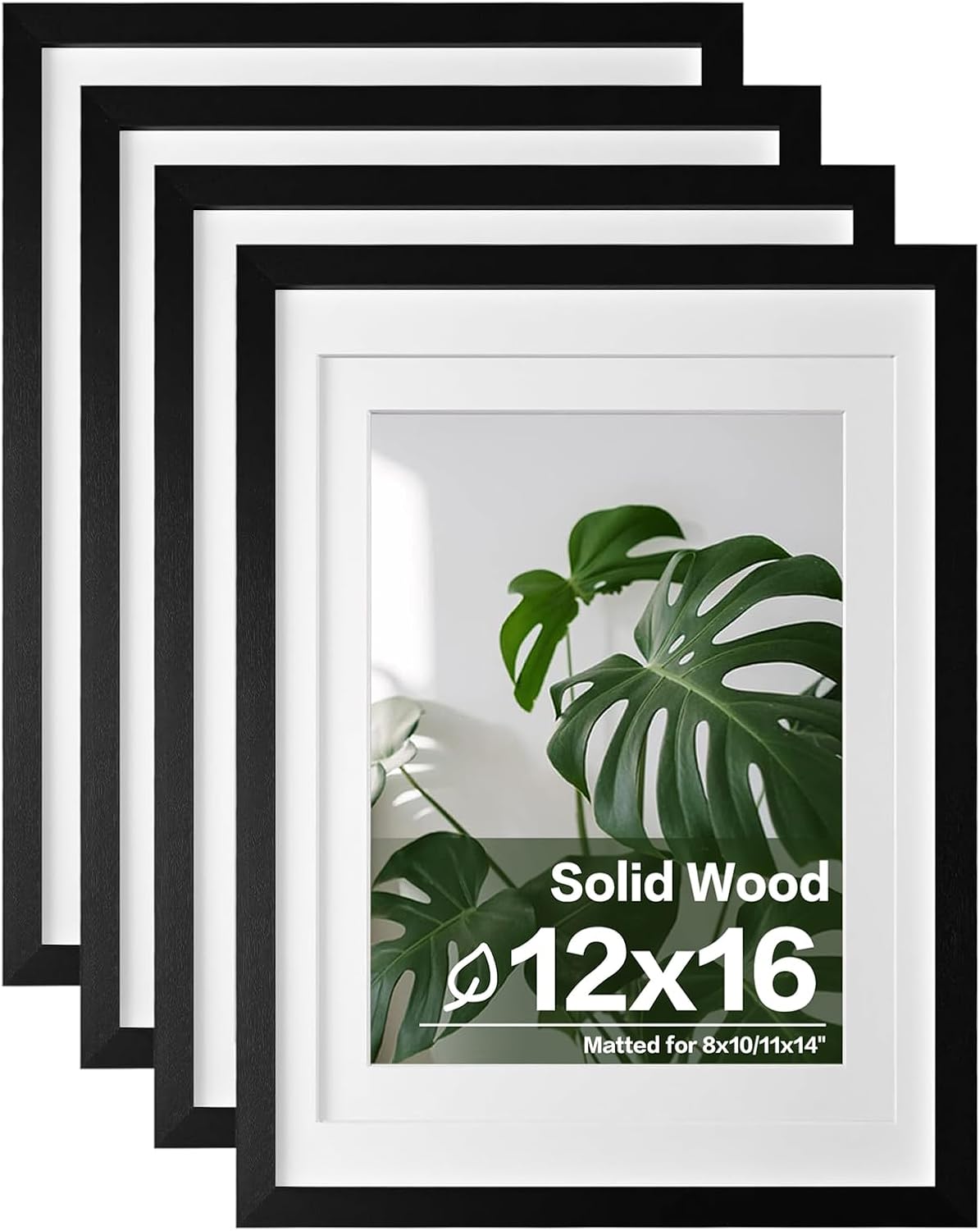 Egofine 11x14 Picture Frames with Plexiglass, Display Pictures 5x7/8x10 with Mat or 11x14 Without Mat Set of 4 for Tabletop and Wall Mounting, Carbonized Brown