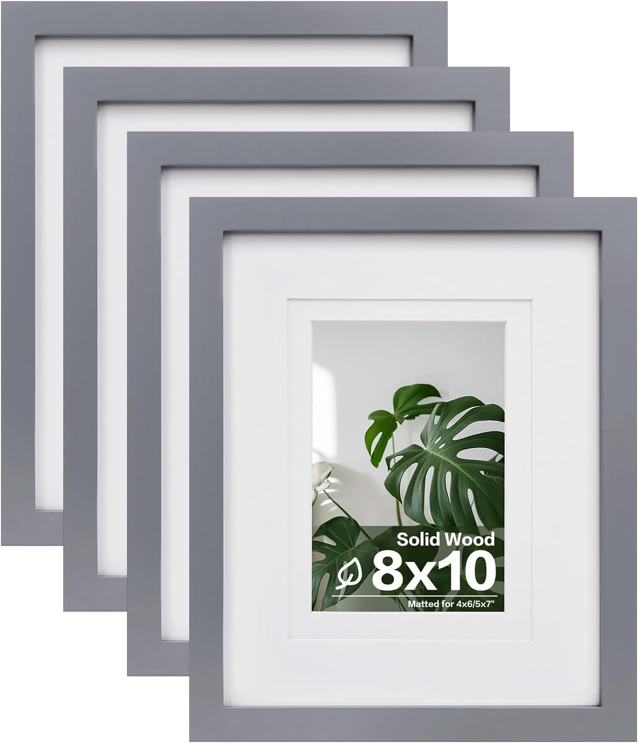 Egofine 11x14 Picture Frames with Plexiglass, Display Pictures 5x7/8x10 with Mat or 11x14 Without Mat Set of 4 for Tabletop and Wall Mounting, Carbonized Brown