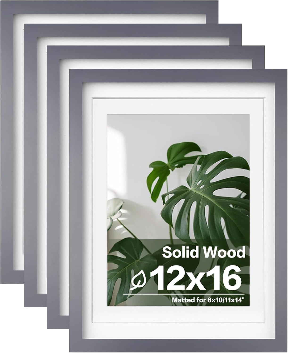 Egofine 11x14 Picture Frames with Plexiglass, Display Pictures 5x7/8x10 with Mat or 11x14 Without Mat Set of 4 for Tabletop and Wall Mounting, Carbonized Brown