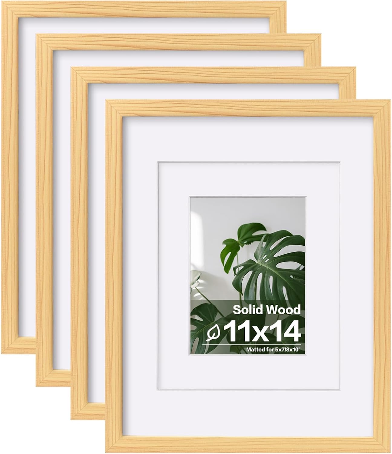 Egofine 11x14 Picture Frames with Plexiglass, Display Pictures 5x7/8x10 with Mat or 11x14 Without Mat Set of 4 for Tabletop and Wall Mounting, Carbonized Brown
