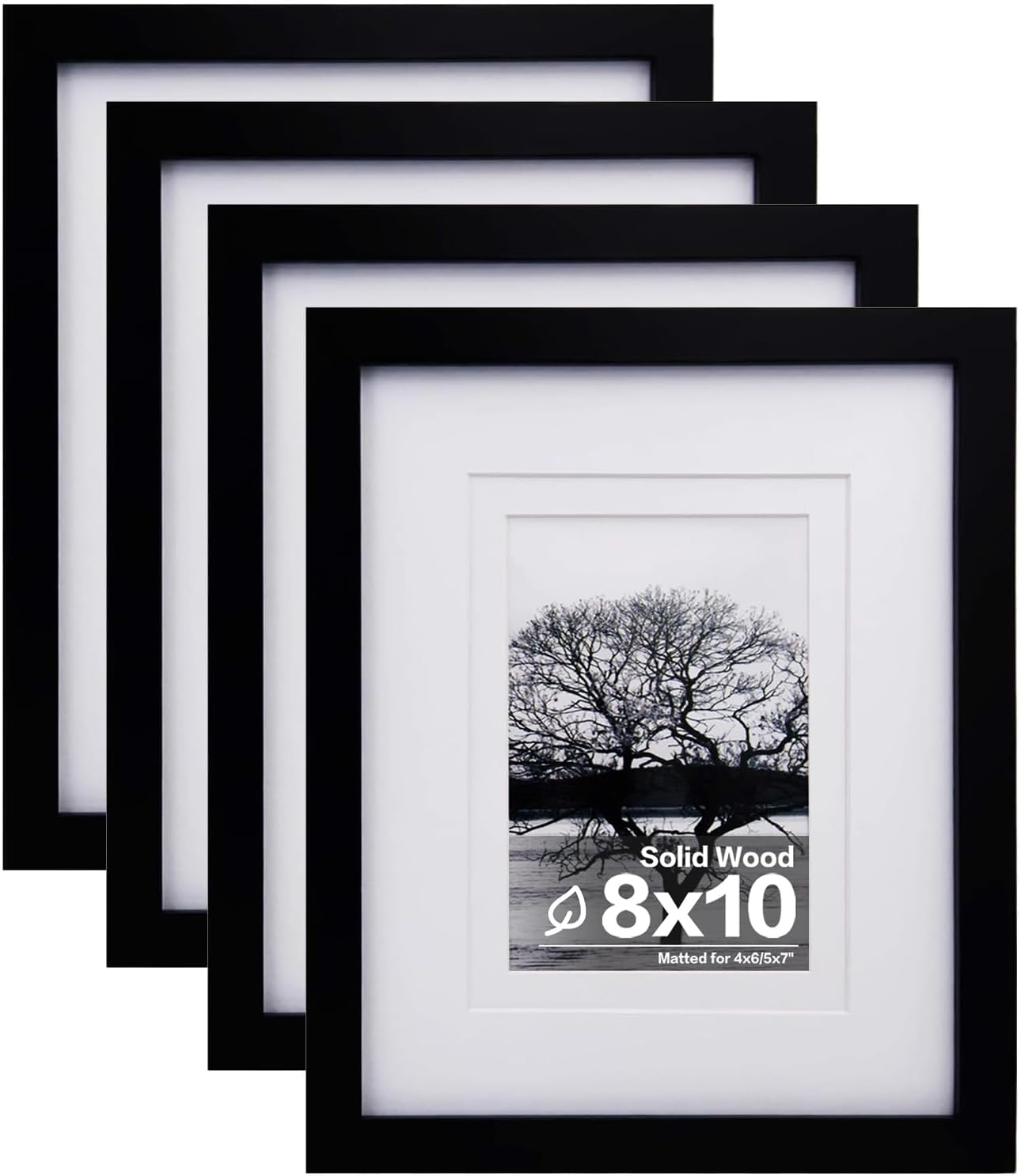 Egofine 11x14 Picture Frames with Plexiglass, Display Pictures 5x7/8x10 with Mat or 11x14 Without Mat Set of 4 for Tabletop and Wall Mounting, Carbonized Brown