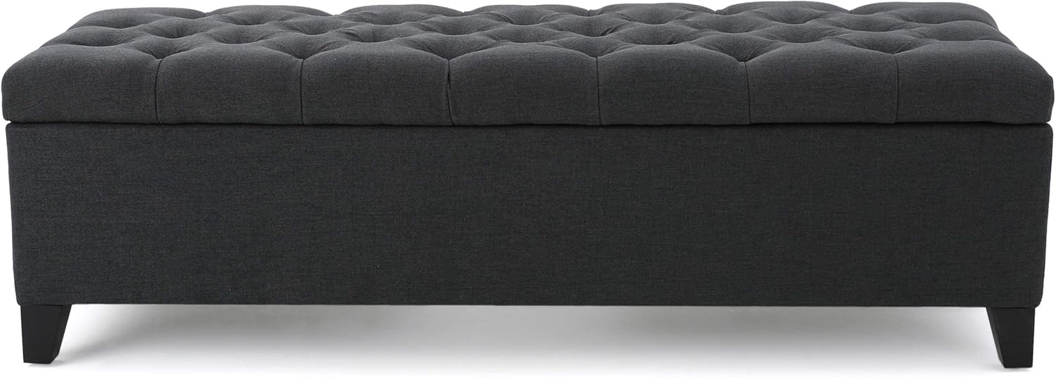 Christopher Knight Home Ottilie Fabric Storage Ottoman, Dark Grey Dimensions: 17.50”D x 51.00”W x 17.00”H