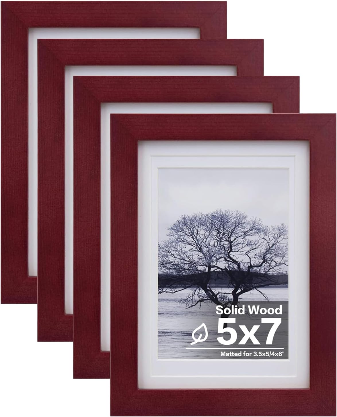 Egofine 11x14 Picture Frames with Plexiglass, Display Pictures 5x7/8x10 with Mat or 11x14 Without Mat Set of 4 for Tabletop and Wall Mounting, Carbonized Brown
