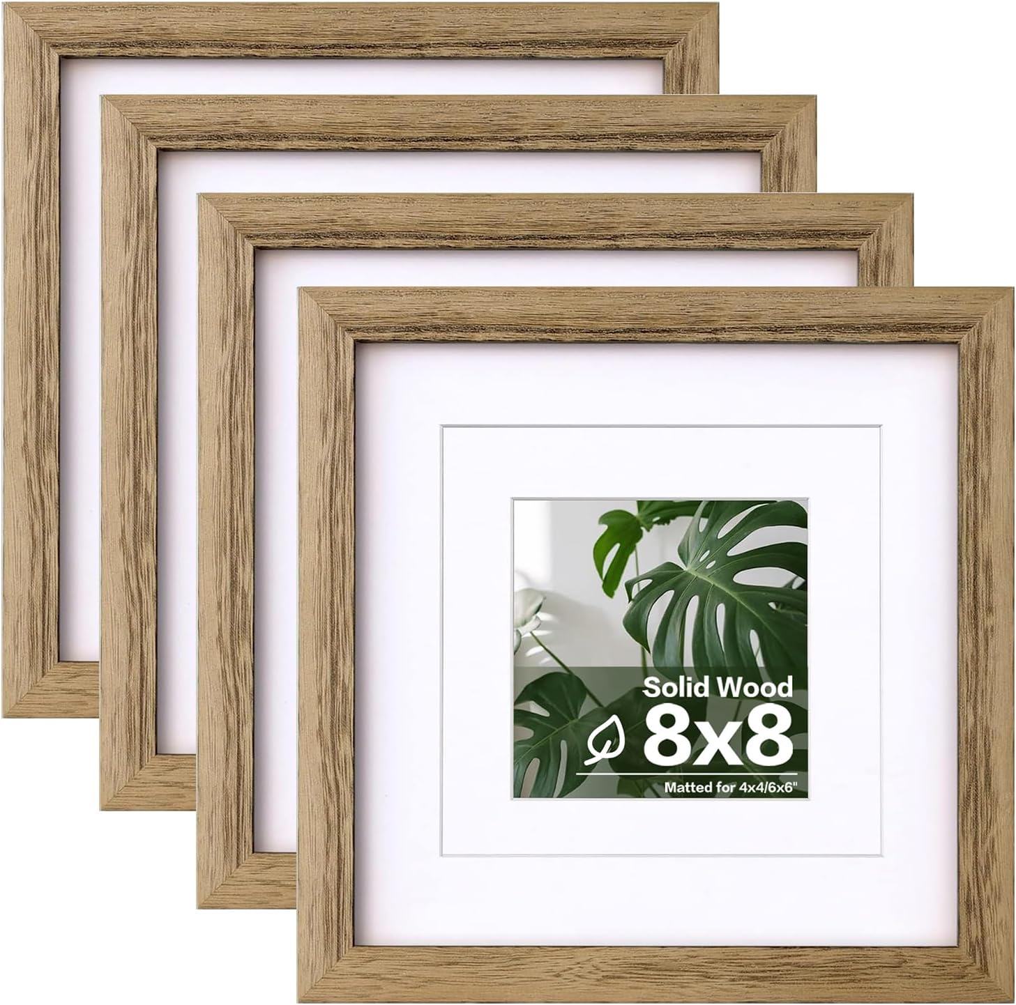 Egofine 11x14 Picture Frames with Plexiglass, Display Pictures 5x7/8x10 with Mat or 11x14 Without Mat Set of 4 for Tabletop and Wall Mounting, Carbonized Brown