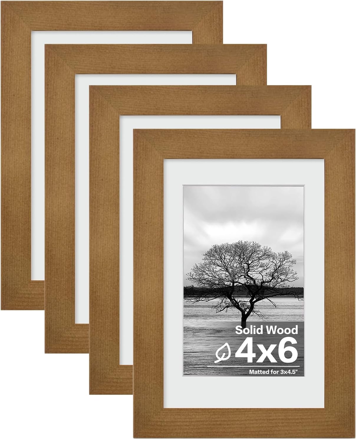 Egofine 11x14 Picture Frames with Plexiglass, Display Pictures 5x7/8x10 with Mat or 11x14 Without Mat Set of 4 for Tabletop and Wall Mounting, Carbonized Brown