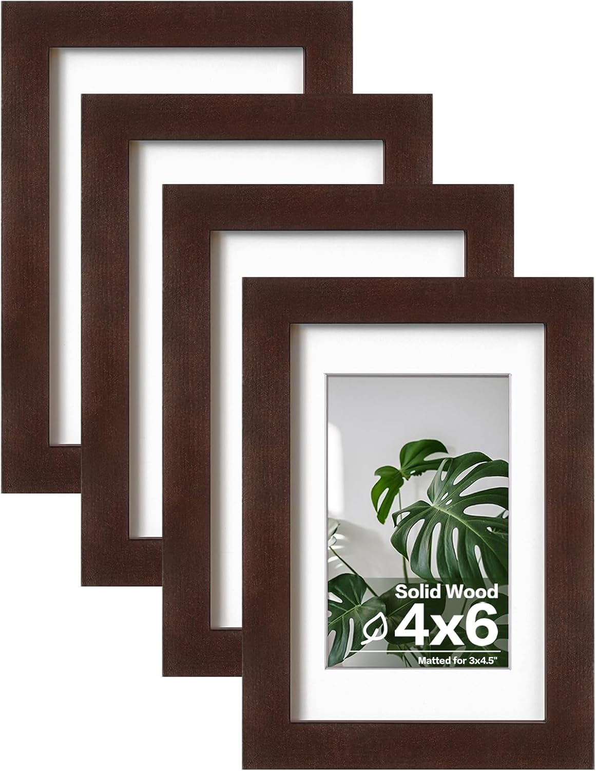 Egofine 11x14 Picture Frames with Plexiglass, Display Pictures 5x7/8x10 with Mat or 11x14 Without Mat Set of 4 for Tabletop and Wall Mounting, Carbonized Brown