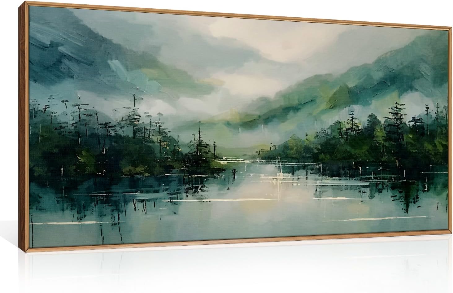 LHIUEM Large Nature Moody Floral Framed Canvas Wall Art,Abstract Dark Wall Decor,Wildflower Botanical Landscape Wall Painting,Picture Artwork for Living Room,Bedroom,Dining Room,Office -24"x36"x3