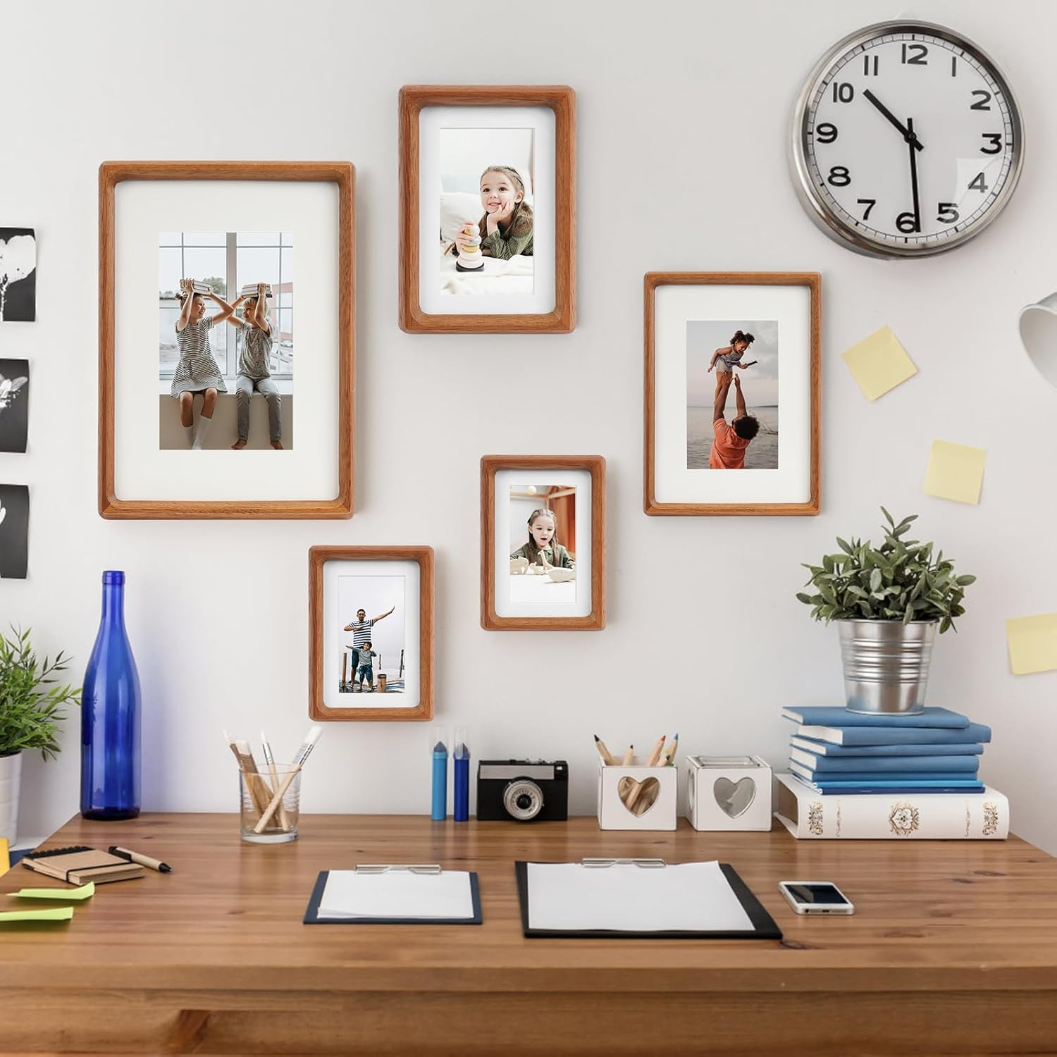 11x14 Picture Frame Set of 2 Natural Wood Photo Frames Display Pictures 8x10 with Mat or 11x14 without Mat Multi Photo Frames Collage for Wall or Tabletop Decor