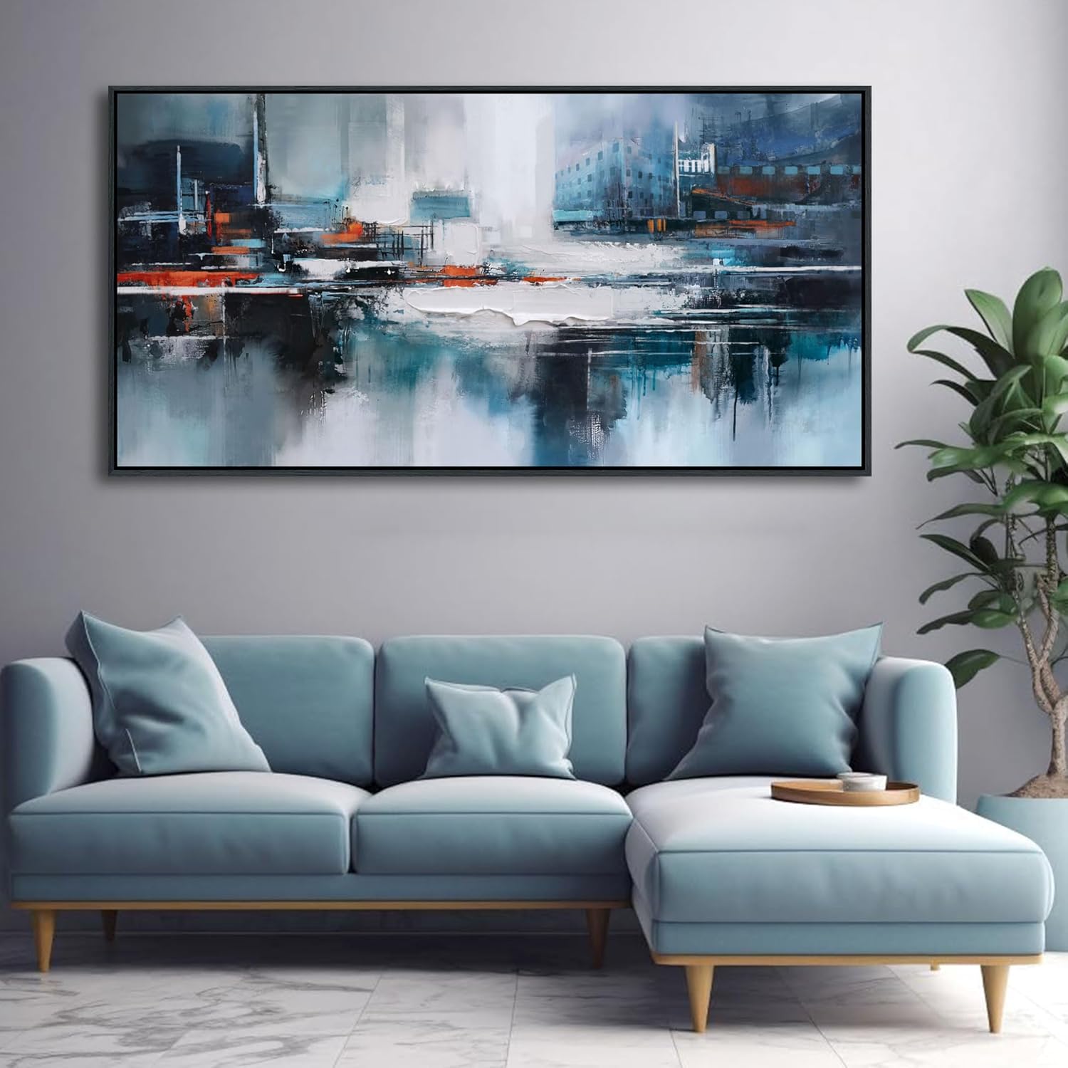 HGUAOA Vintage Landscape Wall Art for Bedroom and Living Room - Large Floral Artworks Farmhouse Wall Decor - Framed Neutral Nature Pictures - Above Bed Wall Decor with Mountain Scenery 29×58IN