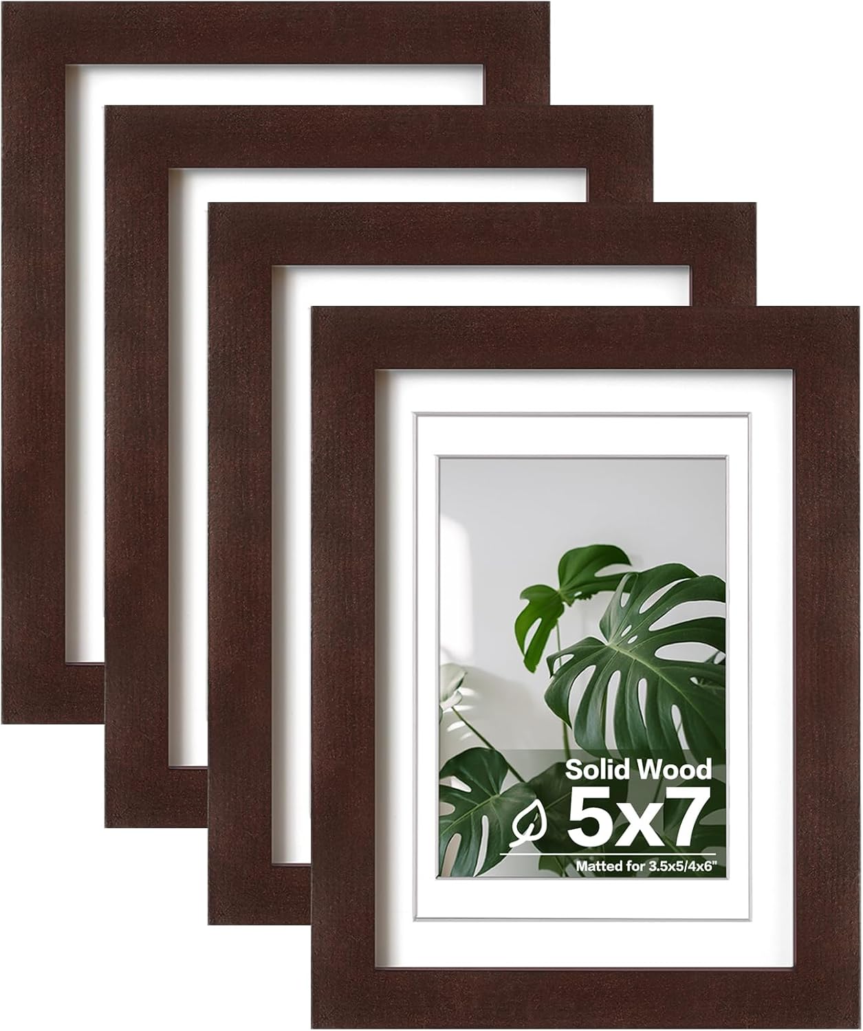 Egofine 11x14 Picture Frames with Plexiglass, Display Pictures 5x7/8x10 with Mat or 11x14 Without Mat Set of 4 for Tabletop and Wall Mounting, Carbonized Brown